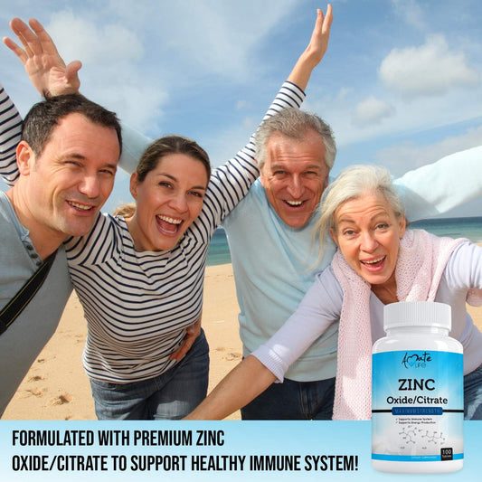 Zinc Supplement 50 Mg - Oxide/Citrate For Immune Support And Metabolis