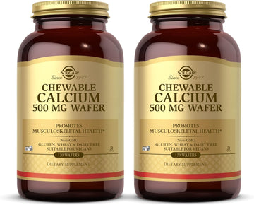 Solgar Chewable Calcium 500 Mg - 120 Wafers, Pack Of 2 - Promotes Musculoskeletal Health - Non-Gmo, Vegan, Gluten, Wheat & Dairy Free, Kosher - 120 Total Servings