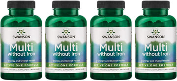 Swanson Active One Multivitamin Without Iron 90 Capsules (4 Pack)