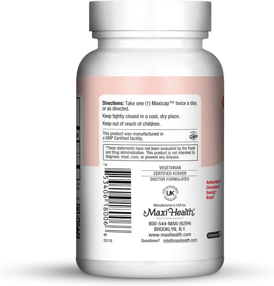 Maxi Health Coq Carnitine Complex - Coenzyme Q10 & L-Carnitine - Heart Health - 60 Capsules - Kosher (Car)