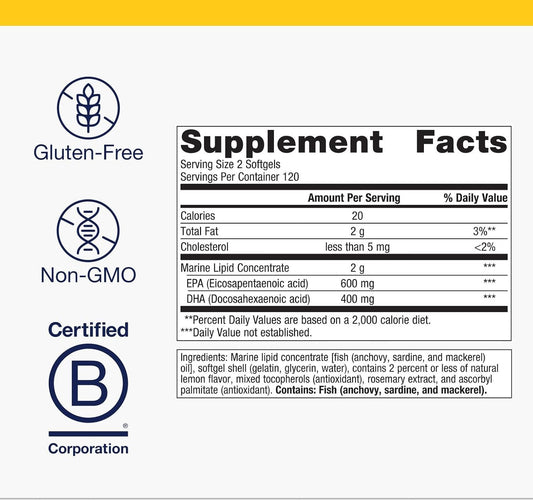 Metagenics Omegagenics Epa-Dha 500 - High Potency - Supports Cardiovascular Health* - Fish Oil Epa Dha - Purity & Quality Tested - Non-Gmo & Gluten-Free - 240 Count