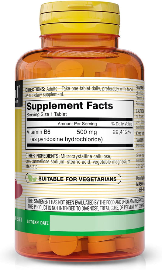 Mason Natural Vitamin B-6 500Mg 60 Tabs
