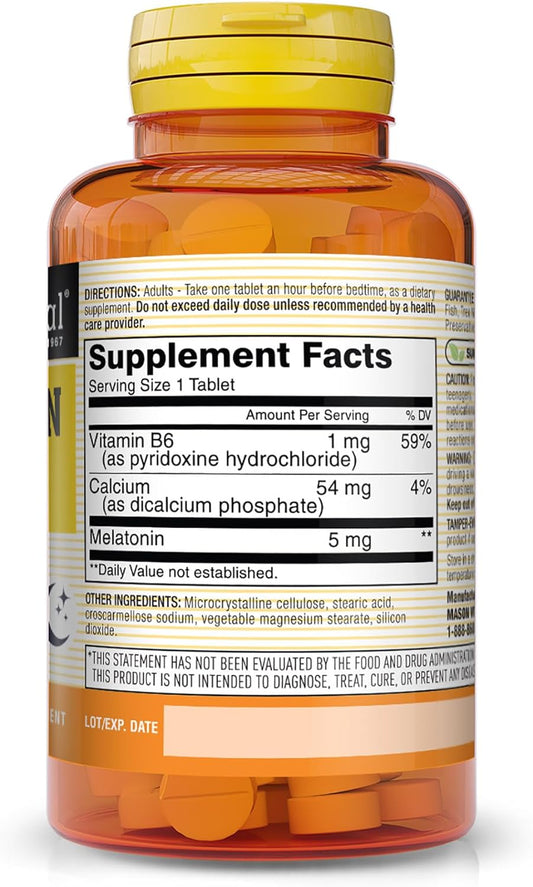 Mason Natural Melatonin 5 Mg With B6 And Calcium - Natural Sleep Aid, Supports Healthy Sleep & Rest, 60 Tablets