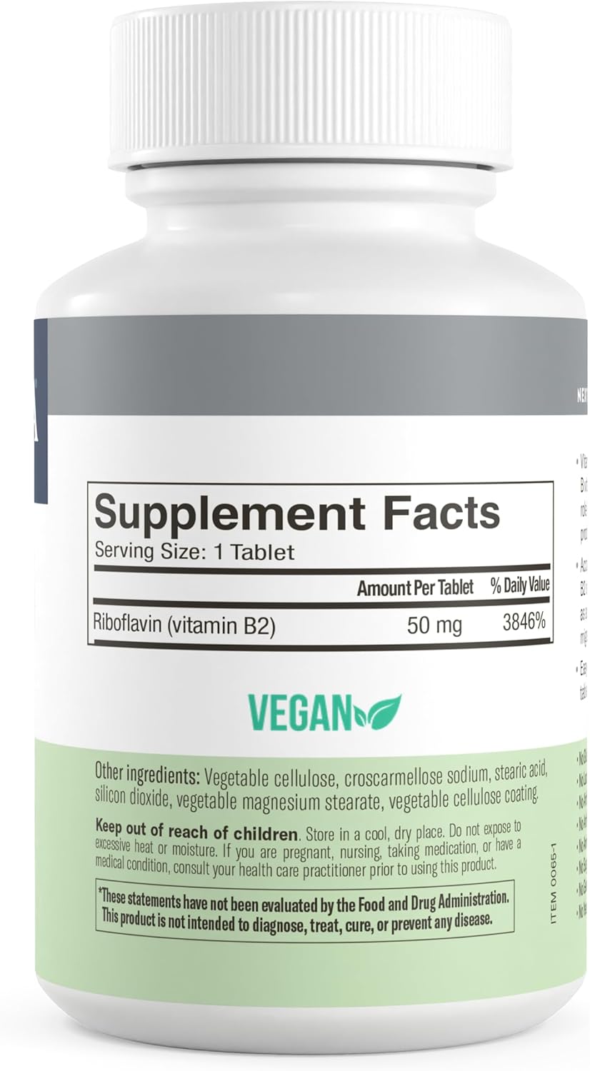 Freeda Vitamin B2 Riboflavin 50Mg – Energy & Nervous System Support – Kosher, Vegan, Gluten-Free B2 Supplement For Brain & Metabolism – (100 Ct) : Health & Household