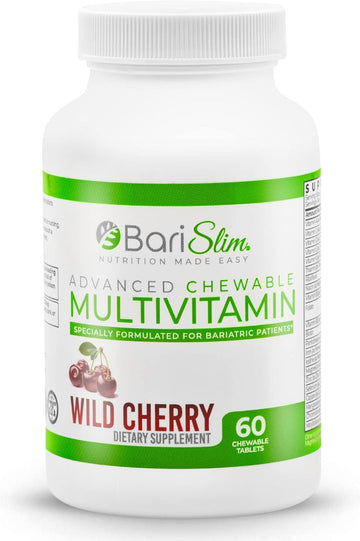 Advanced Chewable Bariatric Multivitamin Tablets - Bariatric Vitamin And Supplement For Post Bariatric Surgery Including Gastric Bypass And Gastric Sleeve | Wild Cherry (60 Count)
