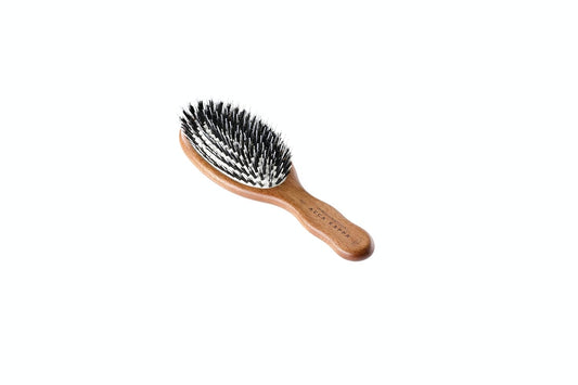 Acca Kappa Classic Oval Hair Brush Travel Size Mixed Boar And Nylon Bristles KotibƩ Wood Scalp-Massage Detangler