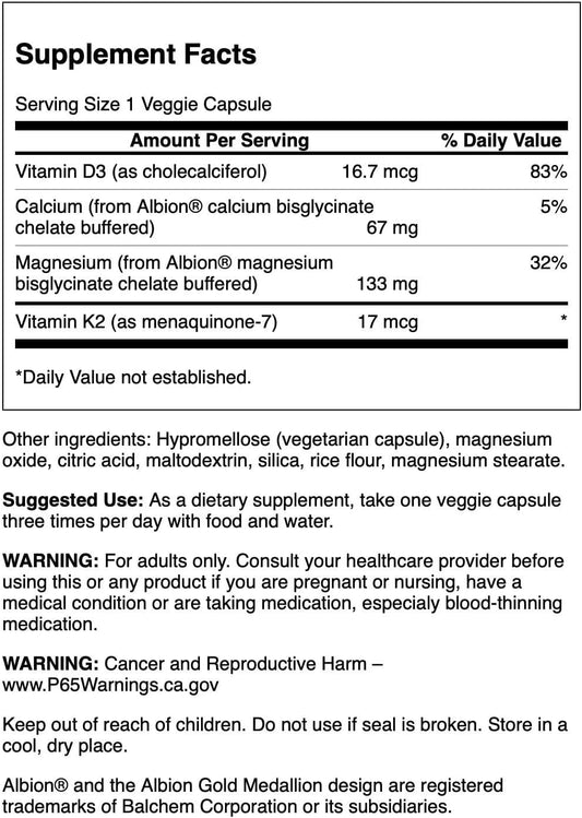Swanson Albion Chelated Magnesium '&' Calcium 2:1 90 Veg Capsules (3 Pack)