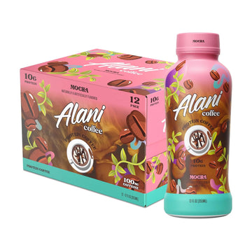 Alani Nu Protein Coffee Mocha | Ready To Drink Cold Brew With 10G Of Protein | 100Mg Caffeine | 90 Calories, Naturally Flavored | 12 Fl Oz Bottles | 12 Pack