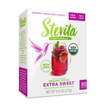 Stevita Organic Stevia Extra Sweet - 50 Packets - All-Natural, No Calorie Sweetener - Usda Organic, Non-Gmo, Vegan, Kosher, Keto, Paleo, Gluten Free - 50 Servings