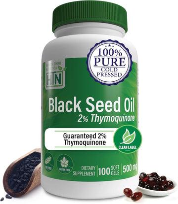 Health Thru Nutrition Black Seed Oil 500Mg 100 Softgels | High Potency 2% Thymoquinone | 3Rd Party Tested | Pure Cold Pressed | Organically Gown | Non-Gmo, Gluten Free, Soy Free