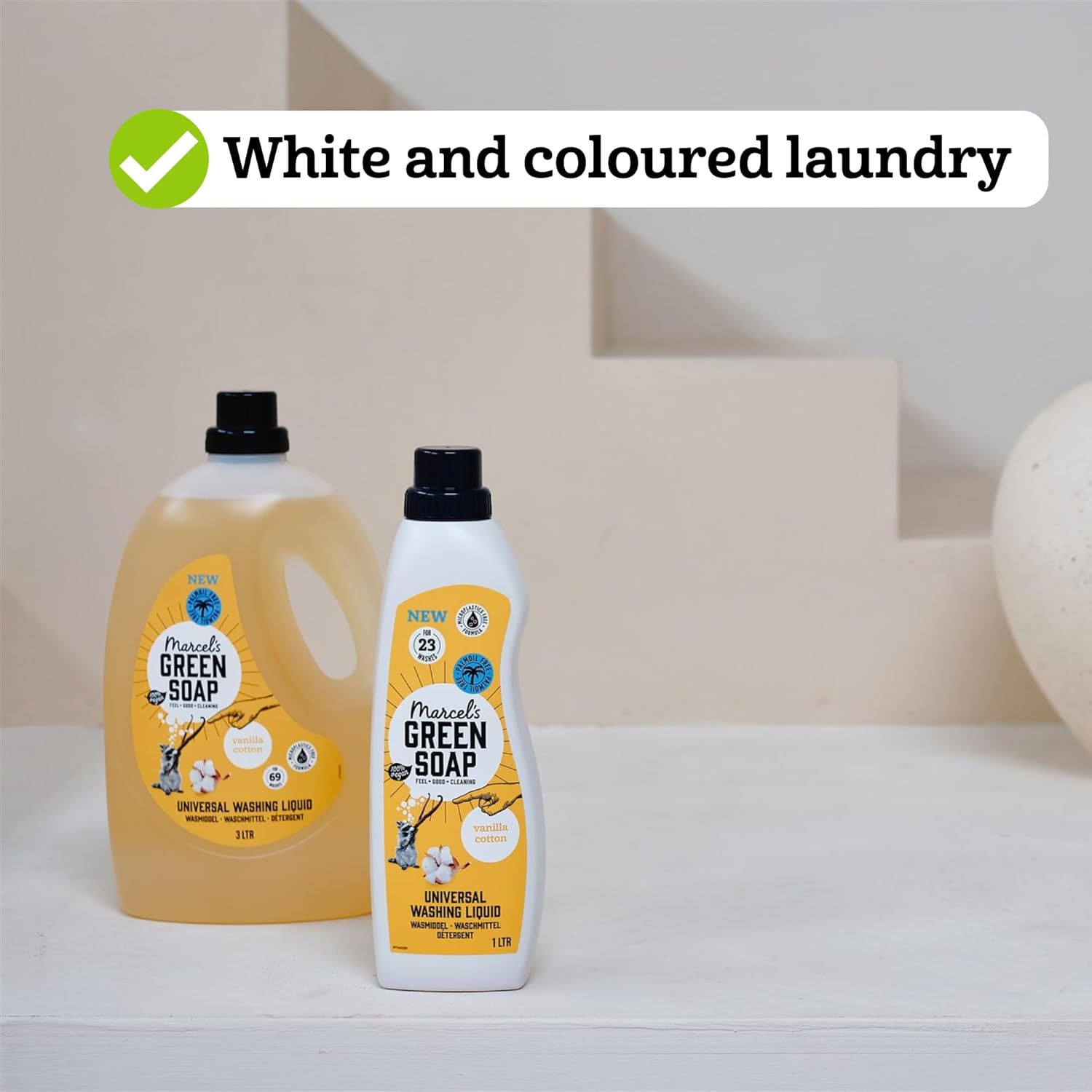 Marcel's Green Soap - Washing Liquid Cotton & Vanilla - Laundry Detergent - Palm oil free - Vegan - 97% Biodegradable - 3L - 69 wash loads : Amazon.co.uk: Grocery