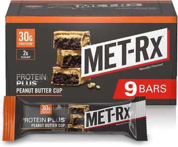 Met-Rx Protein Plus Bar, Great As Healthy Meal Replacement, Snack, And Help Support Energy, Gluten Free, Peanut Butter Cup, With Vitamin A, Vitamin C, And Zinc To Support Immune Health, 85 G,9 Count