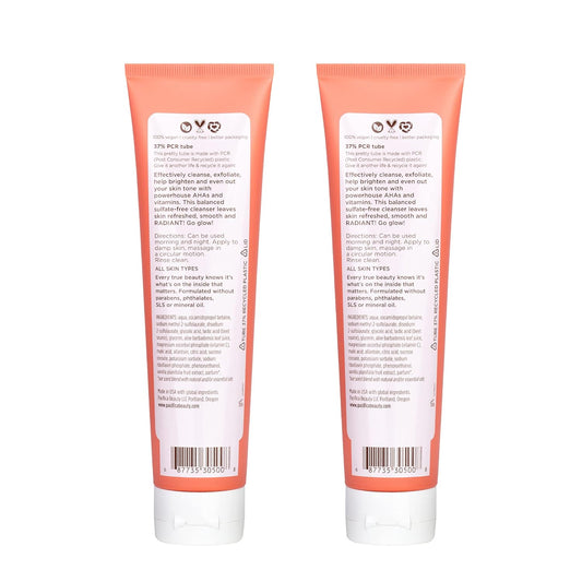 Pacifica Beauty Glow Baby Brightening Daily Face Cleanser, Exfoliate and Cleanse, Vitamin C, AHA for All Skin Types, Sulfate & Paraben, Vegan and Cruelty Free, Orange & Vanilla, 5 Fl Oz, Pack of 2