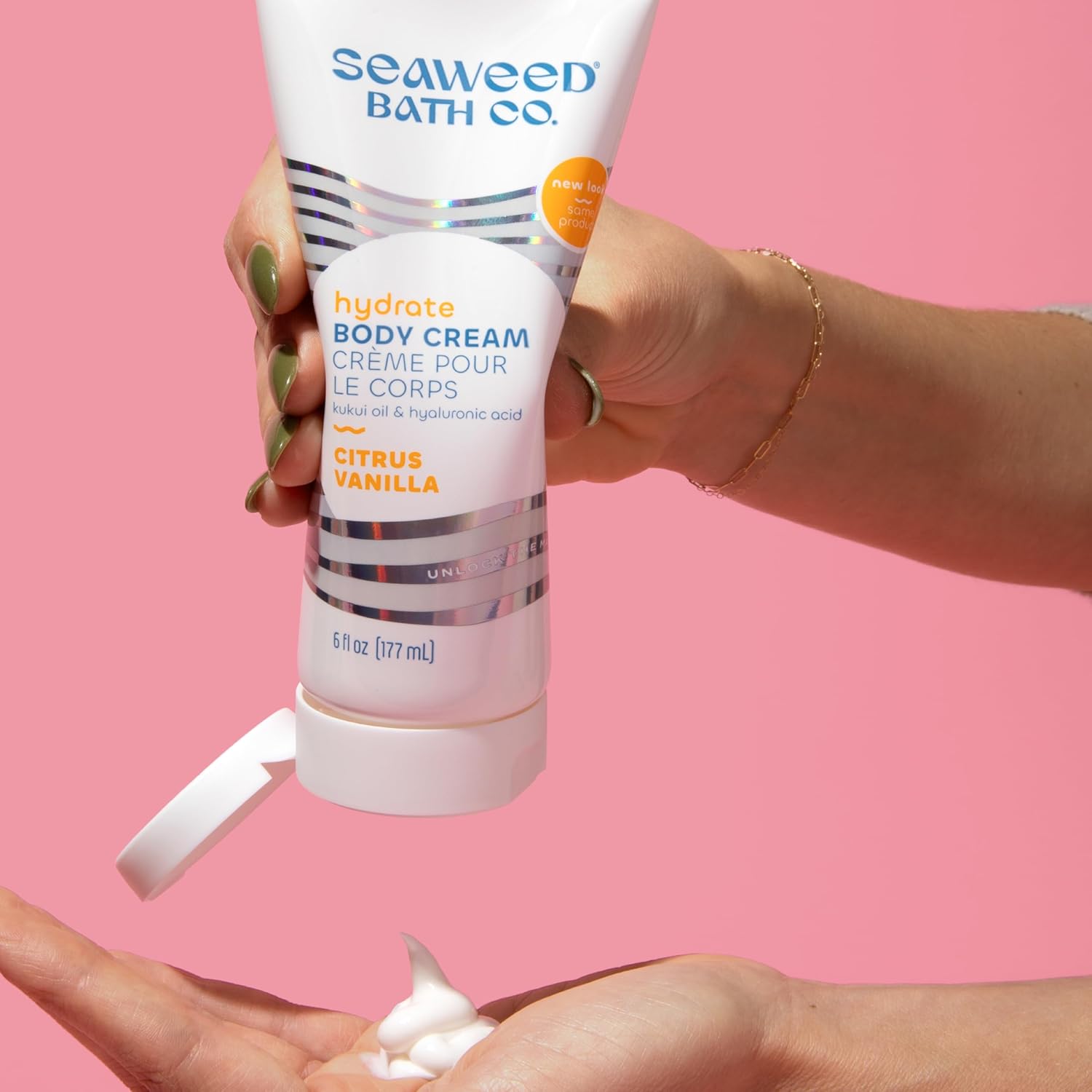 Seaweed Bath Co. Hydrate Body Cream, Citrus Vanilla Scent, 6 Ounce, Nourishing Hand & Body Lotion Moisturizer For Dry Skin, With Sustainably Harvested Seaweed, Kukui Oil, Hyaluronic Acid, Shea Butter : Body Gels And Creams : Beauty & Personal Care