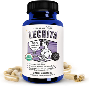 Legendairy Milk Lechita, Supports Milk Flow, Organic Fenugreek Free Breastfeeding Supplement, Organic Fennel & Anise, Made In Usa, 60 Vegan Capsules
