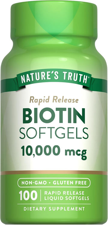 Nature'S Truth Biotin 10,000Mcg | 100 Softgels | Non-Gmo Gluten Free Supplement