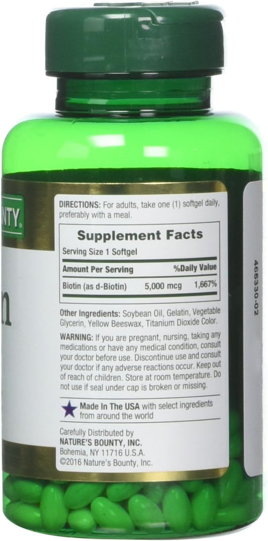 Nature'S Bounty Biotin 5000 Mcg, 60 Quick Dissolve Tablets (Pack Of 2)