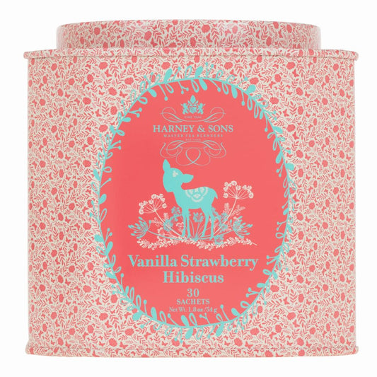 Harney & Sons Organic Vanilla Strawberry Hibiscus Tea | 30Ct Sachet Tin