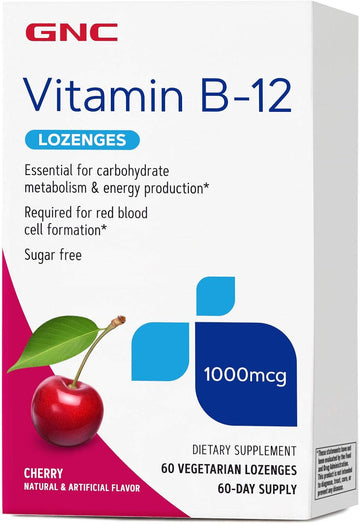 Gnc Vitamin B-12 1000Mcg - Cherry, 120 Lozenges, Supports Energy Production