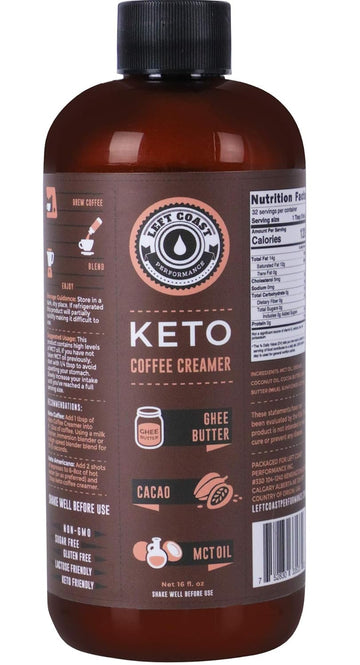 Keto Coffee Creamer With Mct Oil, Ghee Butter, Cocoa Butter, 16Oz / 32 Servings. Must Blended. No Carb Keto Creamer For Coffee Booster. Unsweetened, Ketogenic, Low Carb By Left Coast Performance