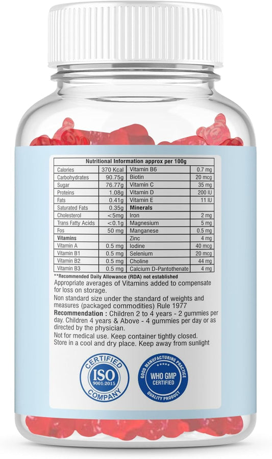 Littloo Multivitamin Gummies For Kids | Essential Daily Nutrition For Growing Minds | 30 Strawberry Flavoured Gummies For Improved Energy And Immunity - Pack Of 1