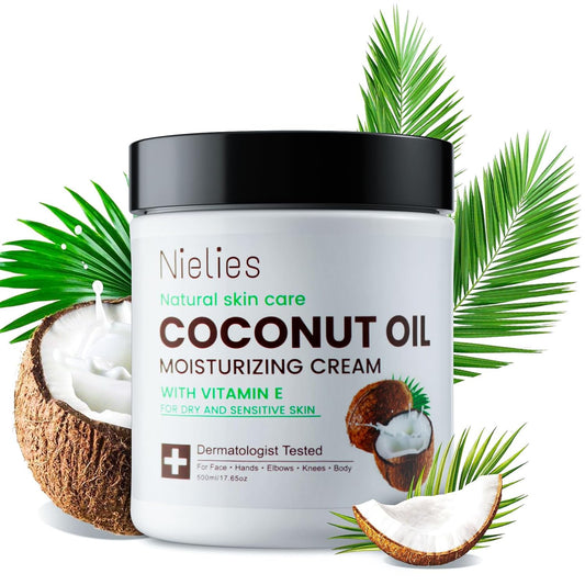 2 Pcs X 500Ml Coconut Oil Cream.Coconut Oil Moisturizing Cream, Coconut Oil Lotion For Skin,Face, Hands, Hair. Intense Hydration For Dry Skin (2)