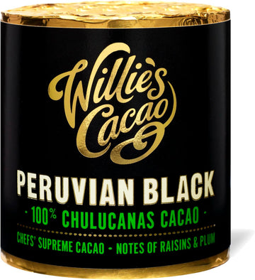 Willie'S Cacao - 100% Cacao - Peruvian Black 100% Chulucanans Cacao - 180G- Raisin & Plum Notes - For Cooking, Baking, Drinks - Vegan & No Added Sugar