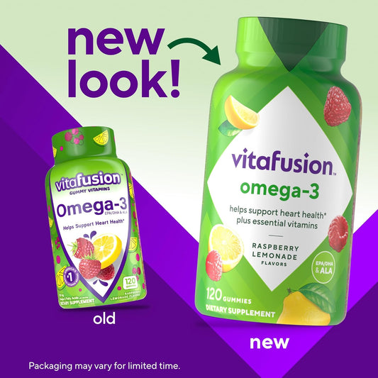 Vitafusion Omega-3 Gummy Vitamins, Berry Lemonade Flavored, Heart Health Vitamins(1) With Omega 3 Epa/Dha And Vitamins A, C, D And E, AmericaāS Number 1 Vitamin Brand, 60 Day Supply, 120 Count