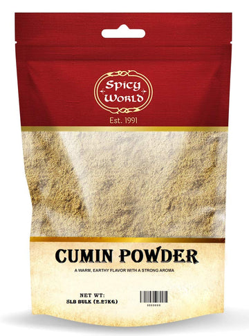 Spicy World Cumin Powder 5 Pound Bulk Bag | Jeera Ground Indian Spice | Cuminum Cyminum
