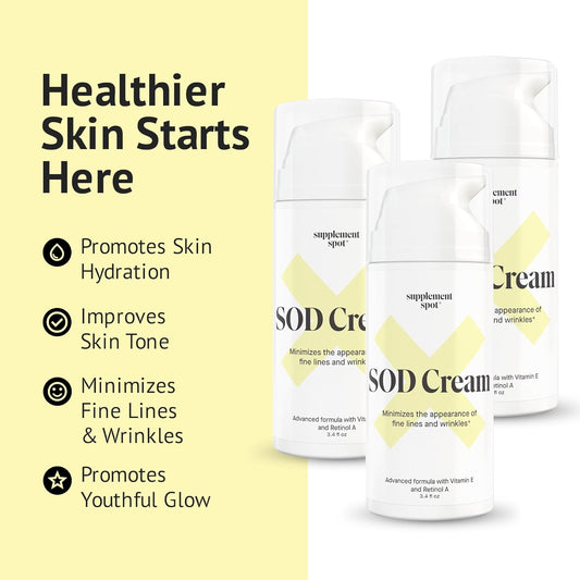 Superoxide Dismutase (Sod) Anti-Aging Cream - Face Moisturizer For Fine Lines & Wrinkles, Smooth & Firm Skin, Youthful Glow, Antioxidant-Rich Skincare, 3.4 Oz