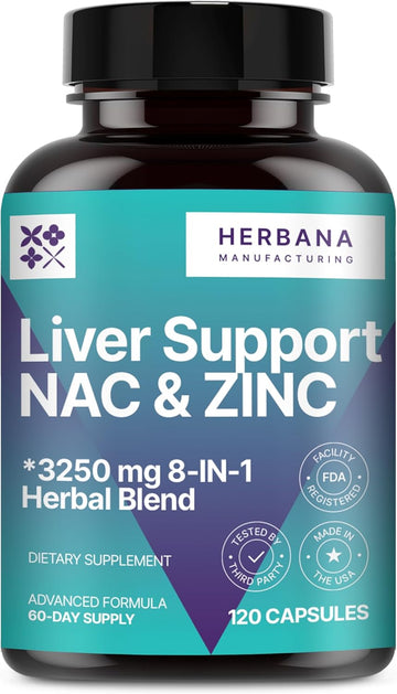 Liver Support & Nac 120 Capsules With Milk Thistle, Dandelion Root, Chicory, Turmeric, Beet Root, Chanca Piedra