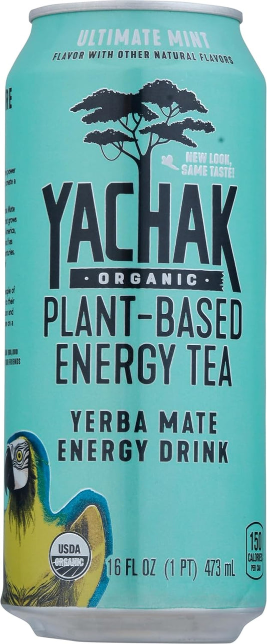 Yachak Organic Organic Ultimate Mint Yerba Mate Energy Drink, 16 Fz : Grocery & Gourmet Food