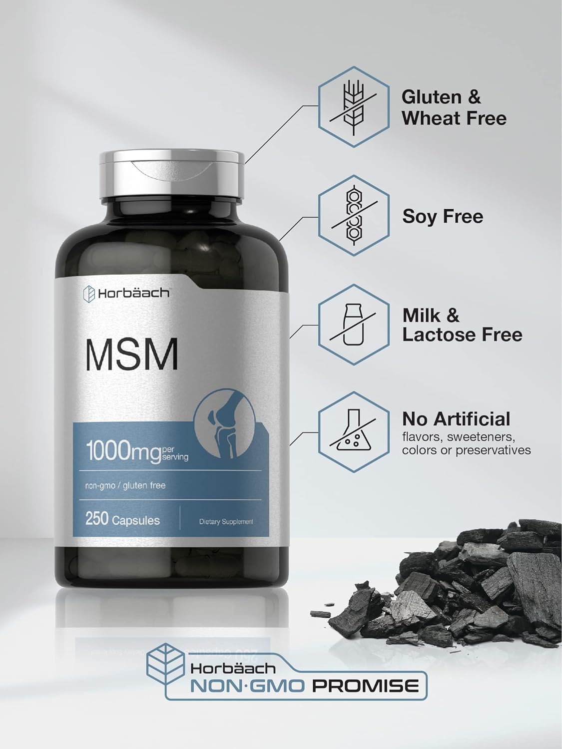 MSM Supplement Capsules | 1000mg | 250 Count | Non-GMO and Gluten Free