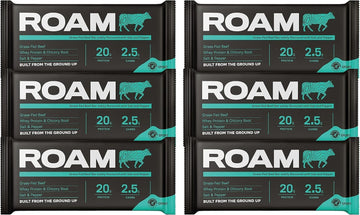 Roam Natural Protein Bars, Meal Replacement Keto Bars, 6 X 45G Beef Bar & Healthy Snacks, Ideal For Carnivore Diet, Gluten Free Keto Sticks