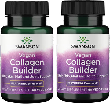 Swanson Vegan Collagen Builder - Featuring Dermaval - Hair, Skin, Nail Health - 60 Veg Caps 2 Pack