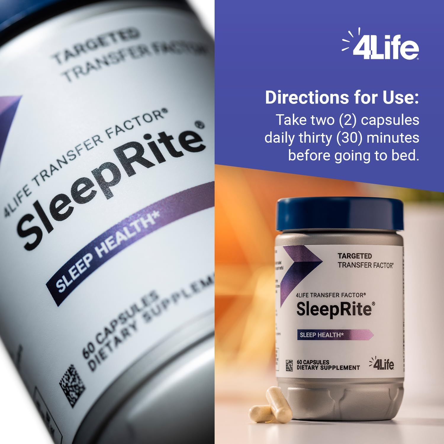 4Life Transfer Factor SleepRite - All-Natural Immune and Sleep Support with GABA and melatonin - 60 Capsules : Health & Household