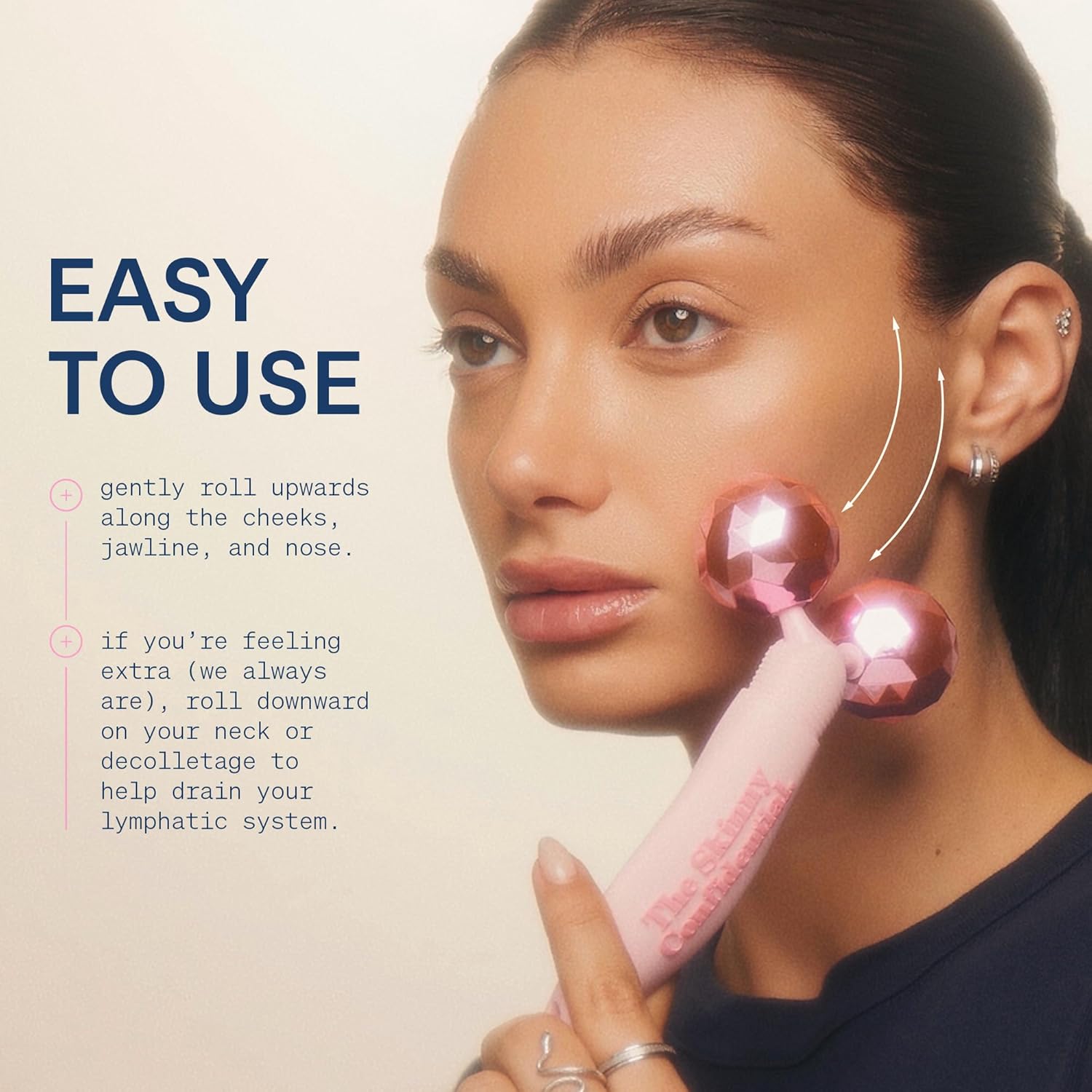 The Skinny Confidential Face Roller - Pink Balls Eye & Facial Roller Massager - Face Massage Tools Skincare For Wrinkles & Fine Lines, Sculpt, Contour, Tighten & De-Puff Skin : Beauty & Personal Care