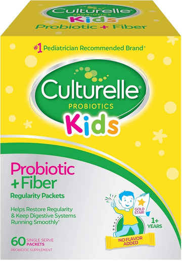 Culturelle Kids Probiotic + Fiber Packets (Ages 1+) - 60 Count - Digestive Health & Immune Support - Helps Restore Regularity
