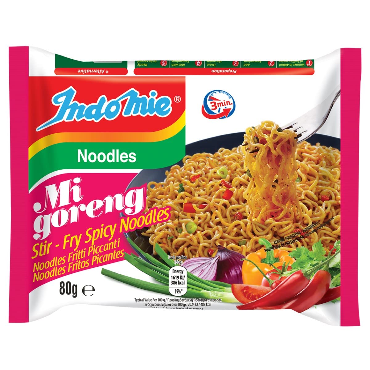 Indomie Instant Fried Noodles Spicy/Hot for 1 Case (30) : Amazon.co.uk: Grocery