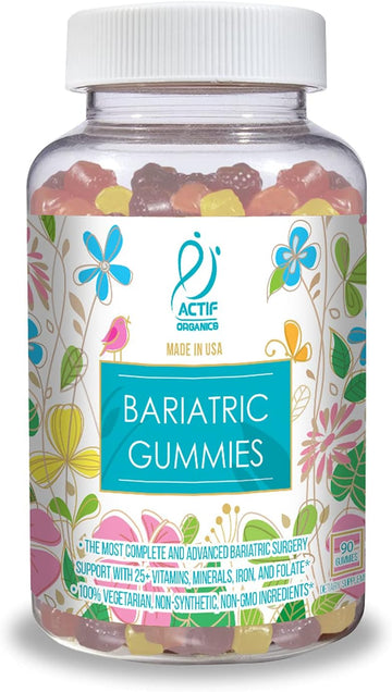 Actif Organic Bariatric Gummies With 25+ Organic Vitamins And Minerals For Bariatric Surgery, Advanced Formula - 90 Count