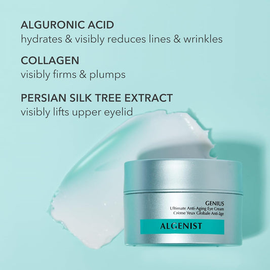 Algenist Genius Ultimate Anti-Aging Eye Cream - Firming Under Eye Cream With Collagen + Microalgae Oil - Helps To Visibly Plump, Smooth And Restore Radiance To Delicate Eye Area (15Ml)