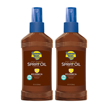 Banana Boat Deep Tanning Oil Pump Spray Sunscreen Spf 4 Twin Pack | Tanning Sunscreen Spray, Dark Tanning Oil, Spf Tanning Oil, Outdoor Tanning Oil Spf 4, Oxybenzone Free Sunscreen, 8Oz Each