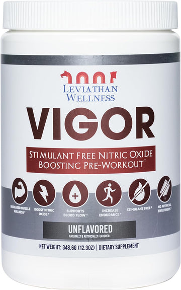 Vigor - Stimulant-Free Nitric Oxide Pre-Workout Powder | L-Citrulline (5000Mg), Malic Acid (2000Mg), Glycerpump (1500Mg)| Blue Raspberry| 30 Servings, 13.86G Each | Made In The Usa
