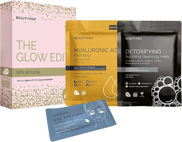 Beautypro The Glow Edit Spa At Home 3-In-1 Pamper Set 2 Face Masks Detoxify & Hydrate Under Eye Patches For Tired Eyes Dark Circles & Wrinkles Natural Ingredients Multi Award Winning Brand