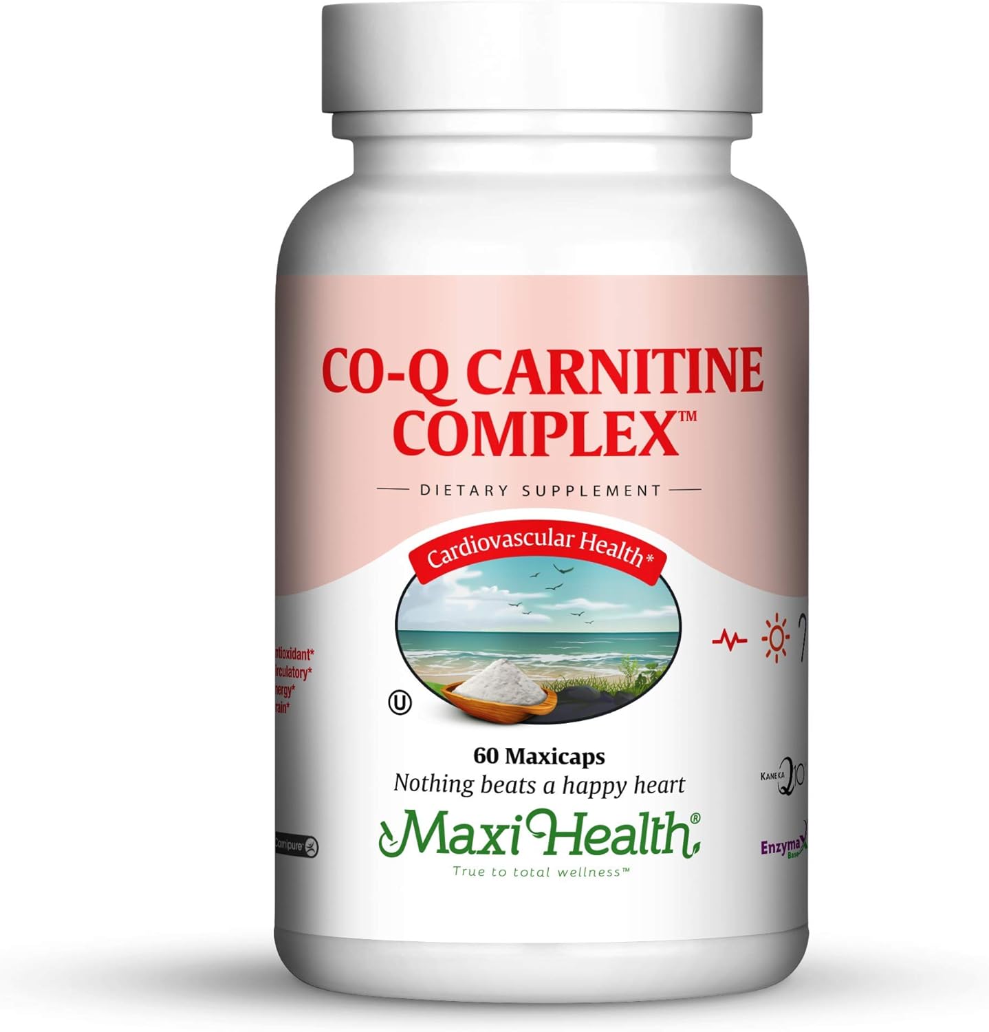 Maxi Health Coq Carnitine Complex - Coenzyme Q10 & L-Carnitine - Heart Health - 60 Capsules - Kosher (Car) : Health & Household