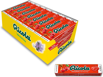 Ricola Cherry Herbal Cough Suppressant Throat Drops, 9 Ct Stick (Case Of 20)