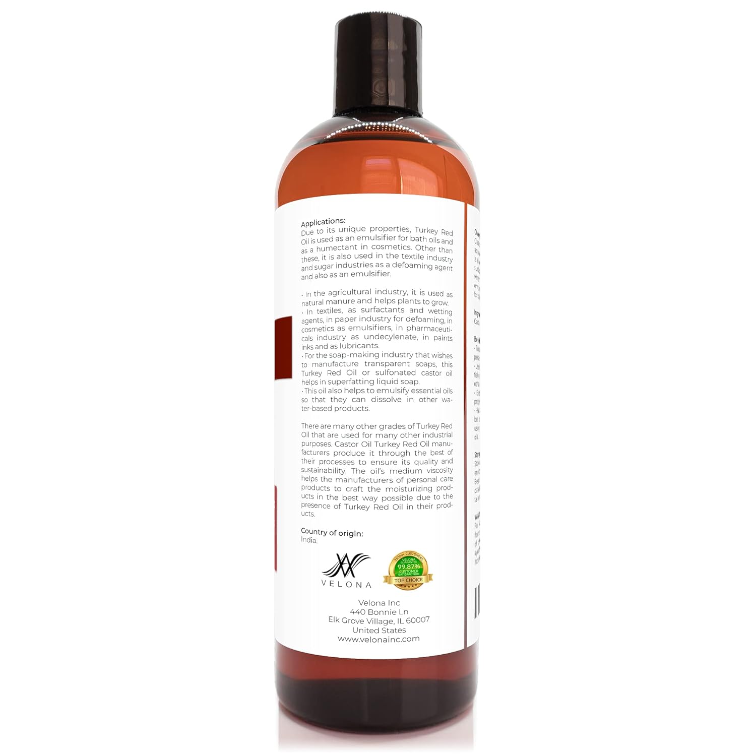 velona Castor Oil Turkey Red 16 oz | 100% Pure and Natural Carrier Oil | Cold Pressed : Beauty & Personal Care