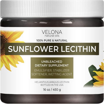 Velona Pure Liquid Sunflower Lecithin 16 Oz | Food Grade | Unbleached | Emulsifier, Stabilizer, Softener, Smoother, Wetting Agent | Use Today - Enjoy Results