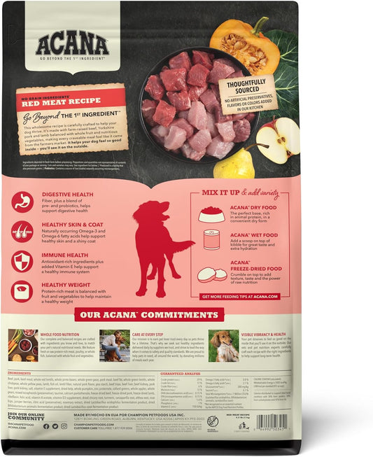 Acana Grain Free Dry Dog Food, Red Meat Recipe, 4.5Lb