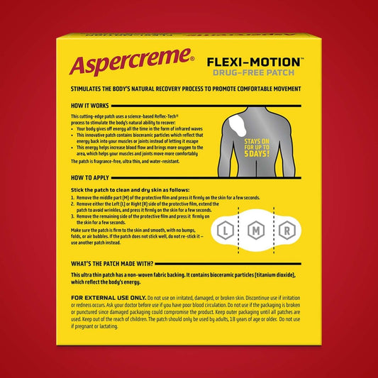 Aspercreme Flexi-Motion Drug-Free Patch For Shoulder, 3-Count, Promotes Comfortable Movement